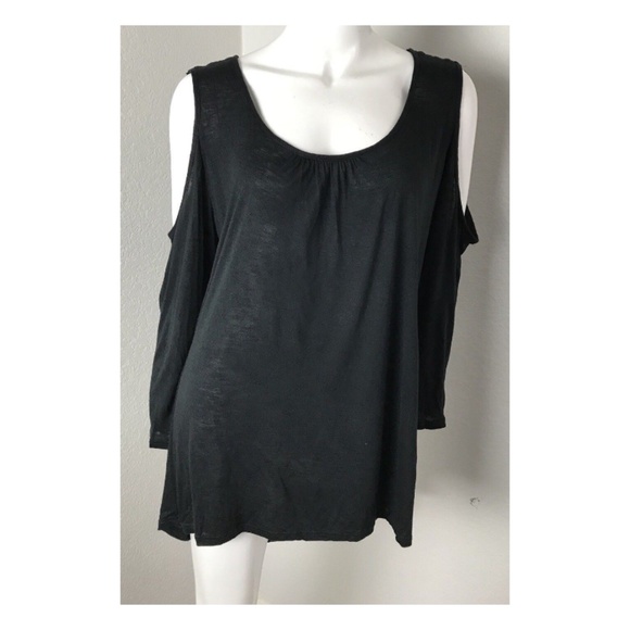 NY Collection Tops - NY Collection Womens Cold Shoulders Black Blouse L